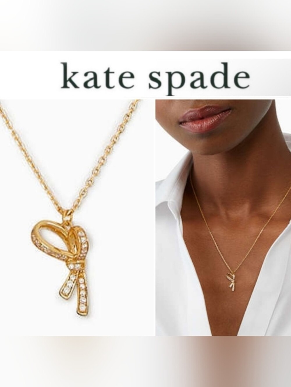 Kate Spade New York pavé cz bow pendant necklace